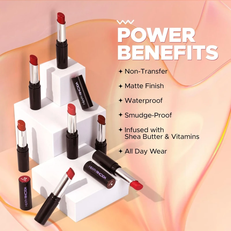 Hilary Rhoda Power Stay NonTransfer Lipstick | Matte Finish | Infused with Vitamin E & Shea Butter | Lightweight & Highly Pigmented | Glides Easily & Smudge-Proof |3.2g (My Pink - Shade 03) thumbnail 4